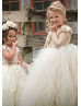 Ivory And Beige Tulle Flower Girl Dress